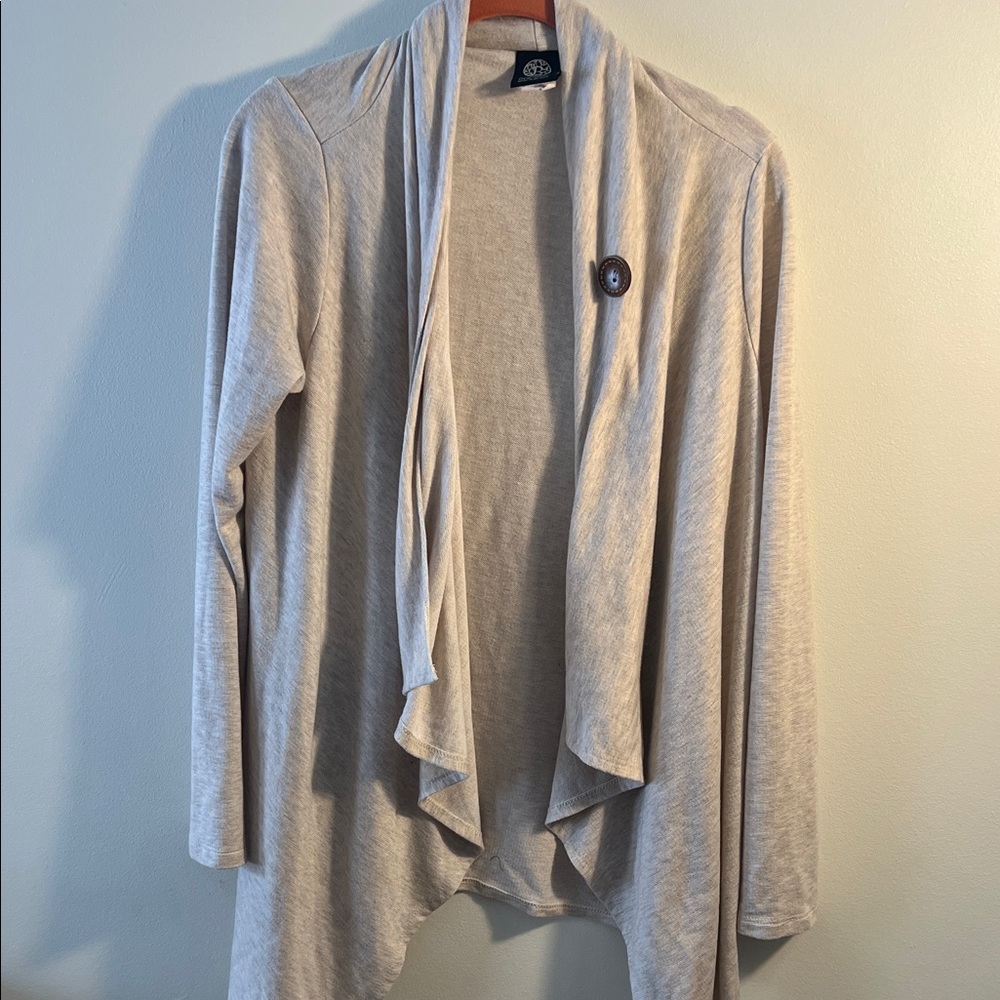Bobeau Light Beige Open Front Cardigan